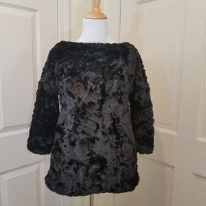 ZARA FAUX FUR BLACK KNIT SWEATER